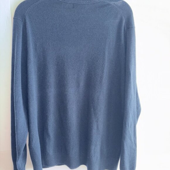 Men's 100% Cashmere Navy Blue V-Neck Pullover Sweater Size Large (42-44) - Picture 7 of 7